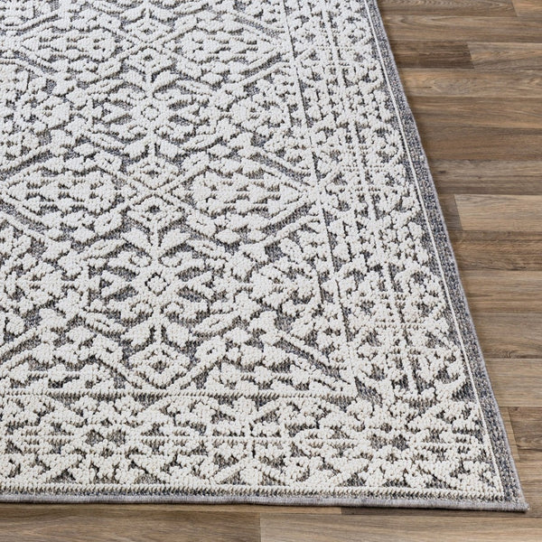 Livabliss Ariana Global Medallion Polypropylene Accent Rug for Entryways and Bohemian Spaces Gray, White 2' x 2'11" RIA2303-23