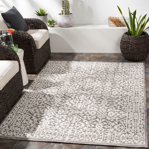 Livabliss Ariana Global Medallion Polypropylene Accent Rug for Entryways and Bohemian Spaces Gray, White 2' x 2'11" RIA2303-23
