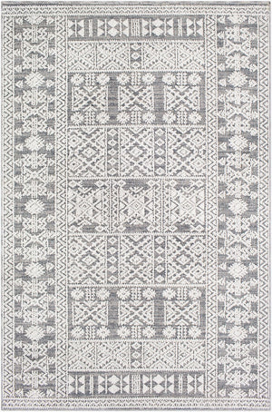 Livabliss Ariana Global Patterned Polypropylene Accent Rug with High Low Pile Texture White, Gray 8'10" x 12' RIA2305-81012