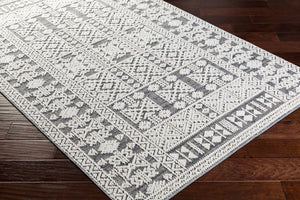 Livabliss Ariana Global Patterned Polypropylene Accent Rug with High Low Pile Texture White, Gray 8'10" x 12' RIA2305-81012