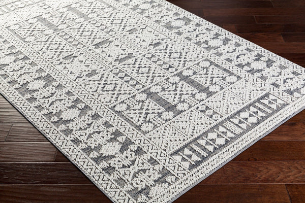 Livabliss Ariana Global Patterned Polypropylene Accent Rug with High Low Pile Texture White, Gray 8'10" x 12' RIA2305-81012