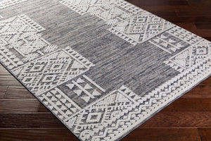 Livabliss Ariana Global Inspired Polypropylene Accent Rug with High Low Pile for Entryways Gray, Black 2' x 2'11" RIA2306-23