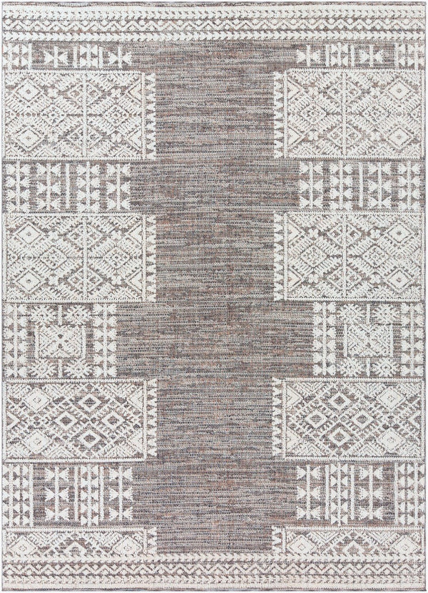 Livabliss Ariana Global Inspired Polypropylene Accent Rug with High Low Pile for Entryways Gray, Black 7'10" x 10'2" RIA2306-710103