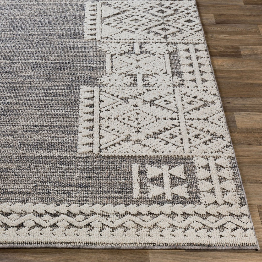 Livabliss Ariana Global Inspired Polypropylene Accent Rug with High Low Pile for Entryways Gray, Black 2' x 2'11" RIA2306-23