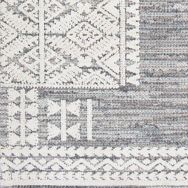 Livabliss Ariana Global Inspired Polypropylene Accent Rug with High Low Pile for Entryways Gray, Black 2' x 2'11" RIA2306-23