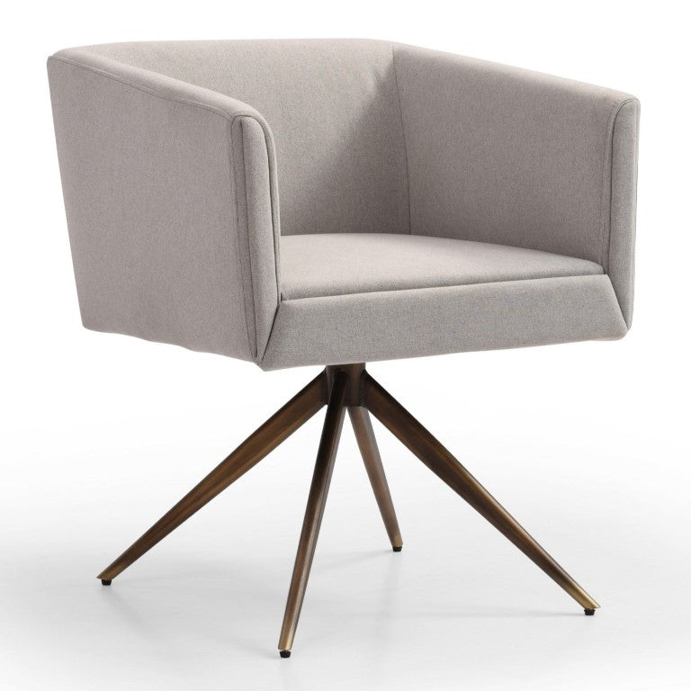 VIG Furniture Riaglow Light Grey Fabric Dining Chair With Plush Foam, Supportive Arms & Brass Satellite Base - Mid-Century Modern Comfort VGVCB8522-LTGRY-DC