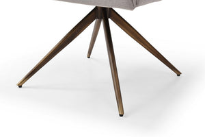 VIG Furniture Riaglow Light Grey Fabric Dining Chair With Plush Foam, Supportive Arms & Brass Satellite Base - Mid-Century Modern Comfort VGVCB8522-LTGRY-DC