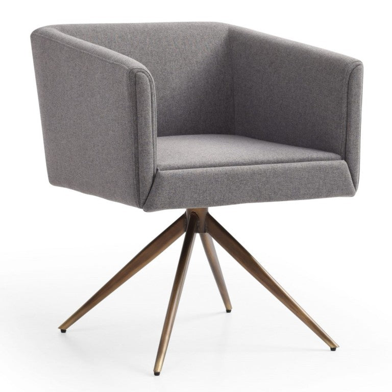 VIG Furniture Riaglow Dark Grey Fabric Dining Chair With Brass Copper Base — Plush Foam, Mid-Century Comfort, No Assembly VGVCB8523-DKGRY-DC