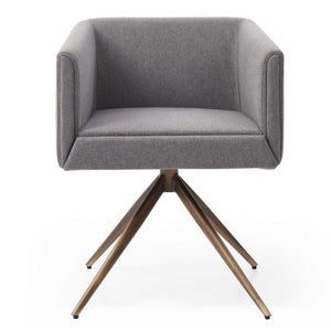 VIG Furniture Riaglow Dark Grey Fabric Dining Chair With Brass Copper Base — Plush Foam, Mid-Century Comfort, No Assembly VGVCB8523-DKGRY-DC