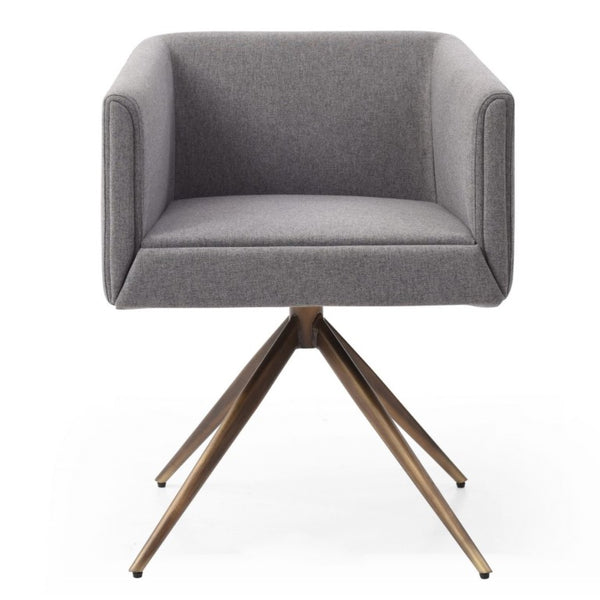 VIG Furniture Riaglow Dark Grey Fabric Dining Chair With Brass Copper Base — Plush Foam, Mid-Century Comfort, No Assembly VGVCB8523-DKGRY-DC