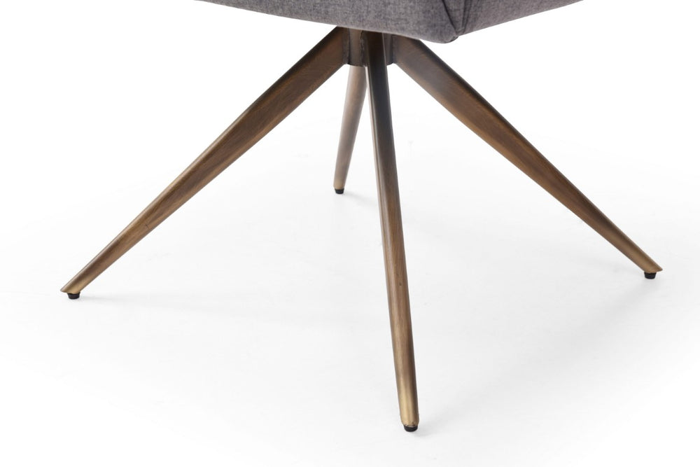 VIG Furniture Riaglow Dark Grey Fabric Dining Chair With Brass Copper Base — Plush Foam, Mid-Century Comfort, No Assembly VGVCB8523-DKGRY-DC