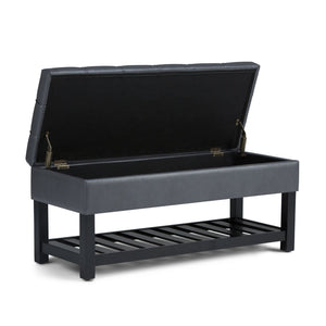 English Elm Saxon Storage Ottoman Bench - Versatile Stone Grey Faux Leather With Hidden Storage & Seating Solutions B136P159131-GIGA