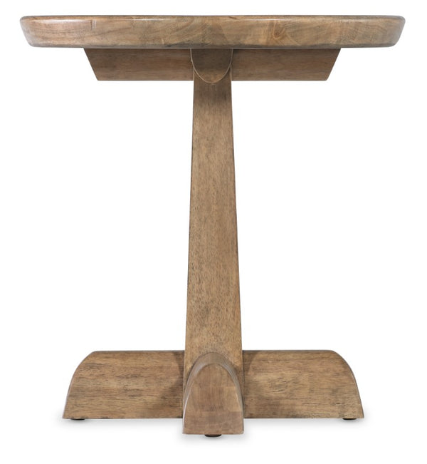 Hooker Furniture Vineyard Round Pedestal End Table With Honed Travertine Top & Sonoma Wood Base — Coastal Charm Design 6952-80216-80