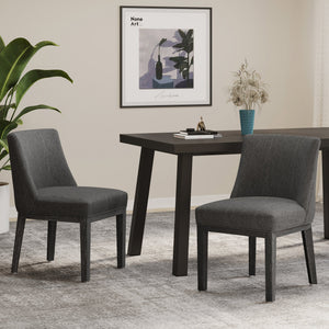 English Elm Dining Chair Set of 2 Solid Wood Textured Fabric Upholstered Farmhouse Modern Style 69408.00FCHAR