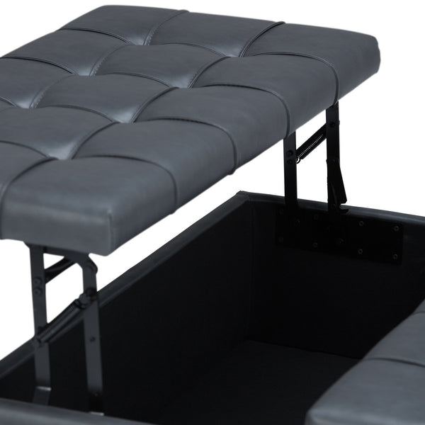 English Elm Harrison Storage Ottoman Coffee Table In Stone Grey - Stylish, Versatile & Family-Friendly Design B136P159148