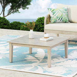 English Elm Loft Outdoor Acacia and Rattan Coffee Table with Open Slat Design for Patio Spaces 67258.00GRY