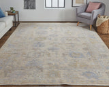 Feizy Rugs Wendover PET Hand Knotted Bohemian & Eclectic Rug Tan/Orange/Blue 5' x 8'