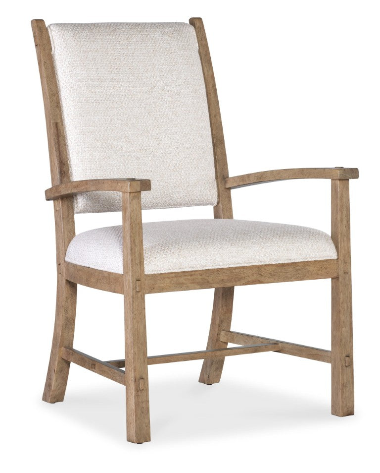 Hooker Furniture Vineyard Light Sonoma Upholstered Arm Chair With White Zin Fabric, Dowel & Welt Trim, Craftsman Flair 6952-75400-80