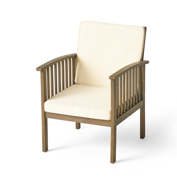 English Elm Casa Acacia Slatted Outdoor Club Chairs Set of 2 with Gray Finish Coastal Patio Seating 63513.00GRY