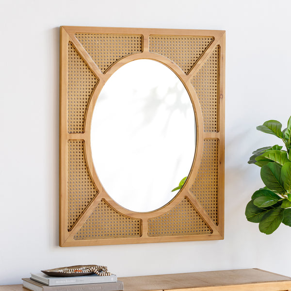 Kiara RIK-002 36"H x 30"W x 1"D Accent Mirror RIK002-3630  Frame: Brown Surya