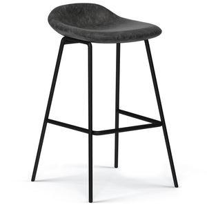 English Elm Dafney Bar Stool Set Of 2 - Sleek Distressed Charcoal Grey Vegan Leather For Modern Spaces B136P158578
