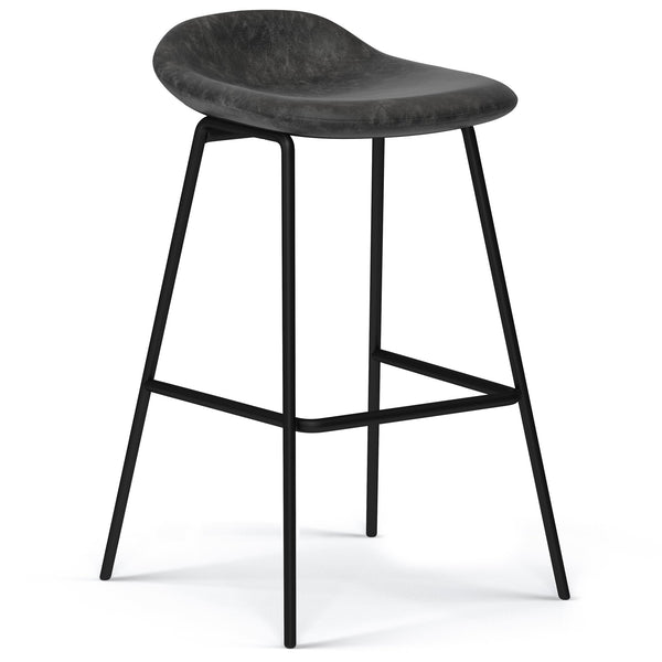 English Elm Dafney Bar Stool Set Of 2 - Sleek Distressed Charcoal Grey Vegan Leather For Modern Spaces B136P158578