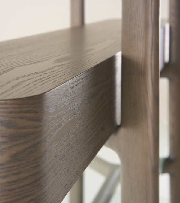 VIG Furniture Modrest Rinaldi - Mid-Century Modern Grey Ash + Glass Bookshelf VGCS-DS-23006