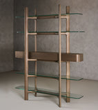 VIG Furniture Modrest Rinaldi - Mid-Century Modern Grey Ash + Glass Bookshelf VGCS-DS-23006