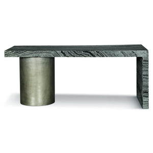 Bernhardt Bernhardt Sculptural Linea Desk With Black Forest Marble Top & Textured Graphite Pedestal, 72" K1100