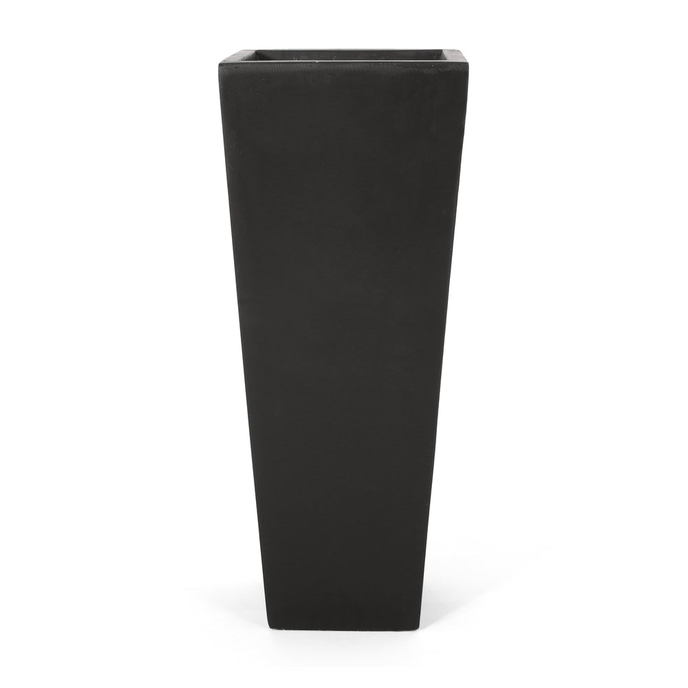English Elm Ella Handcrafted Cast Stone Outdoor Planter Tapered Architectural Design for Patio 69576.00BLK