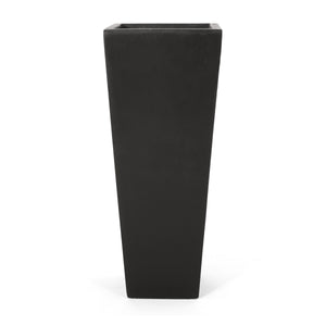 English Elm Ella Handcrafted Cast Stone Outdoor Planter Tapered Architectural Design for Patio 69576.00BLK