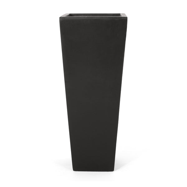 English Elm Ella Handcrafted Cast Stone Outdoor Planter Tapered Architectural Design for Patio 69576.00BLK