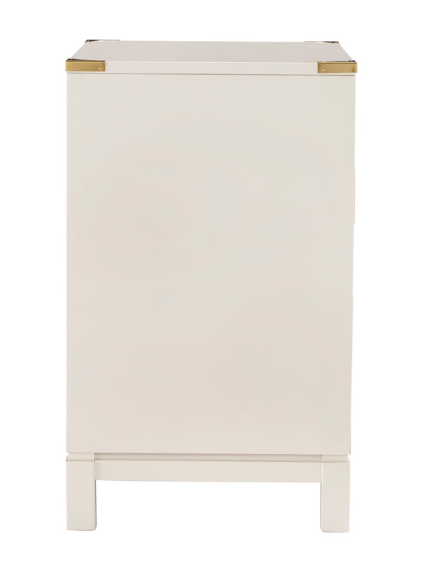 Homelegance By Top-Line Jameson 3-Drawer Gold Accent Nightstand White Wood