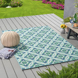 Christopher Knight Home® - Noble House - Erasmo Indoor Geometric 5 X 8 Area Rug, Blue and Green