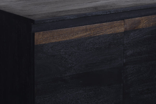 Porter Designs Porter Udo Solid Acacia Wood Sideboard With Dramatic Two-tone Finish In Black And Brown Tones Black Wood 07-108-06-8791