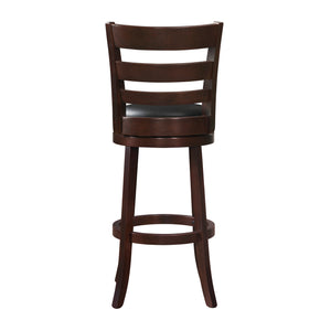 Homelegance By Top-Line Wyatt Ladder Back Faux Leather Swivel 29-inch Height Bar Stool Black Rubberwood