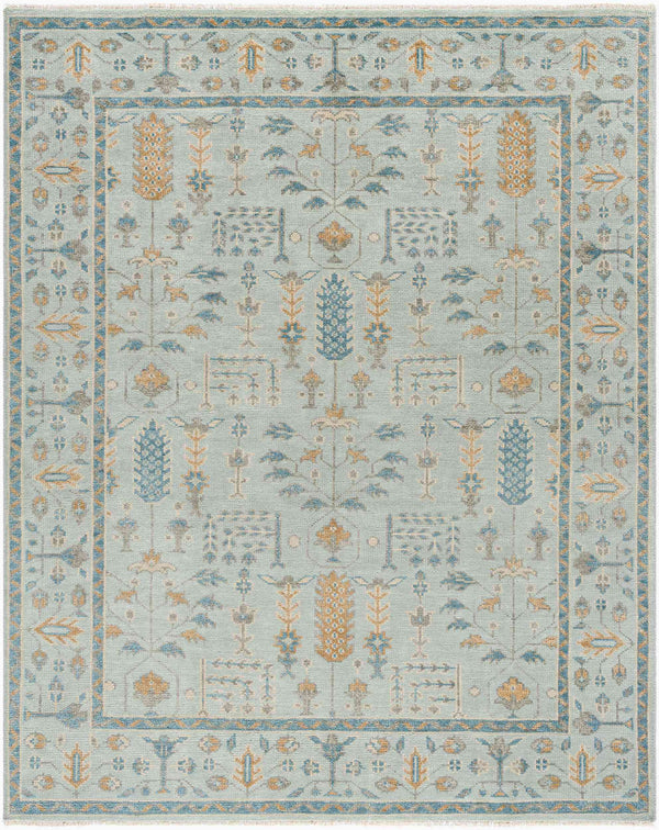 Surya Riviera 10' X 14' Handmade Bohemian Rug In Cotton & New Zealand Wool With Luxurious Fringe Detail Sky Blue Nz Wool,Cotton Riv2304-810