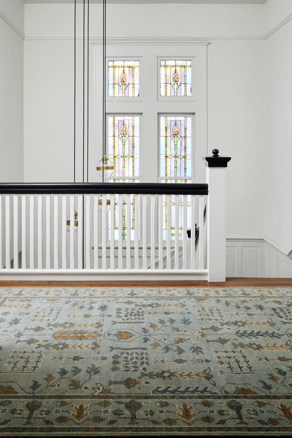 Surya Riviera 10' X 14' Handmade Bohemian Rug In Cotton & New Zealand Wool With Luxurious Fringe Detail Sky Blue Nz Wool,Cotton Riv2304-810