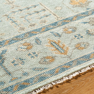 Surya Riviera 10' X 14' Handmade Bohemian Rug In Cotton & New Zealand Wool With Luxurious Fringe Detail Sky Blue Nz Wool,Cotton Riv2304-810
