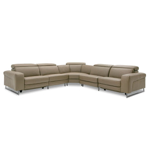 VIG Furniture Lamod Italia Riviera - Italian Modern Taupe Leather Sectional Sofa w/ 2 Recliners VGCCRIVIERA-TPE