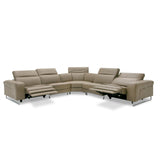 VIG Furniture Lamod Italia Riviera - Italian Modern Taupe Leather Sectional Sofa w/ 2 Recliners VGCCRIVIERA-TPE