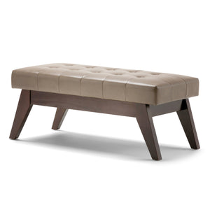 English Elm Draper Mid Century Tufted Ottoman Bench - Versatile Ash Blonde Faux Leather For Stylish Comfort B136P158188