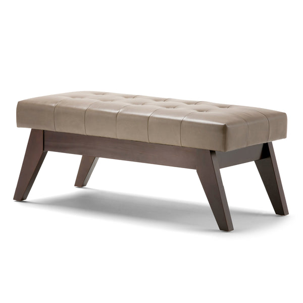 English Elm Draper Mid Century Tufted Ottoman Bench - Versatile Ash Blonde Faux Leather For Stylish Comfort B136P158188