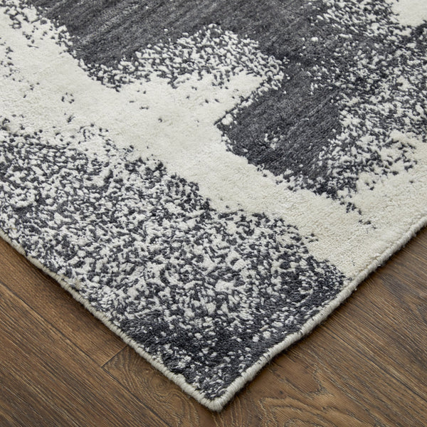 Feizy Rugs Coda Abstract Hand-woven Wool & Viscose Rug - Bold Modern Design With High-low Pile Sheen Finish Black,White Wool,Viscose Cod8930fblkwhtj00