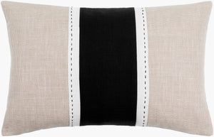 Surya Ritzy 13"L X 20"W Cotton Lumbar Pillow - Luxurious Accent For Living Room, Bedroom & Office Decor Black Cotton,Cotton Riz004-1320d