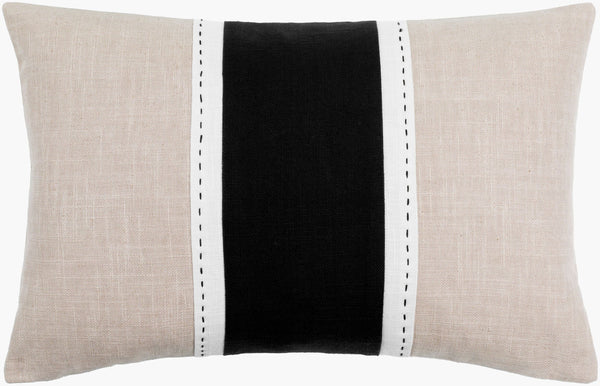 Surya Ritzy 13"L X 20"W Cotton Lumbar Pillow - Luxurious Accent For Living Room, Bedroom & Office Decor Black Cotton,Cotton Riz004-1320d