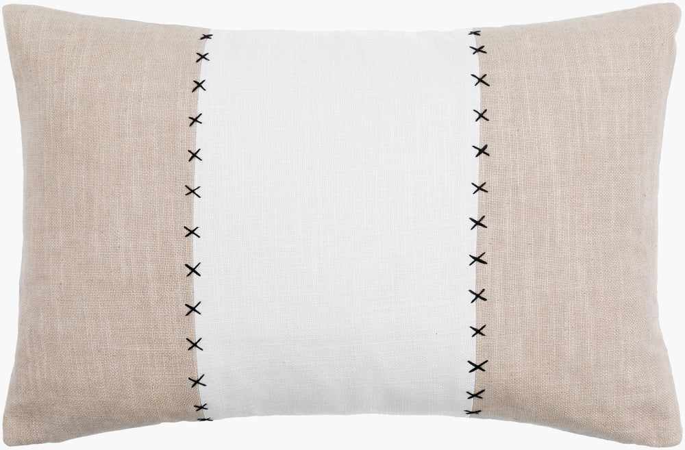 Surya Ritzy 13"L X 20"W Cotton Lumbar Pillow - Luxurious Accent For Living Room, Bedroom & Office Decor Beige Cotton,Cotton Riz005-1320p