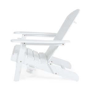 English Elm Christopher Knight Home® - BELLWOOD Adirondack Chair with Folding Design, Rustic Outdoor Wood Seat, Built-In Cup Holder Comfort White 37.75 L x 26.75 W x 8.5 H 68940.00WHI