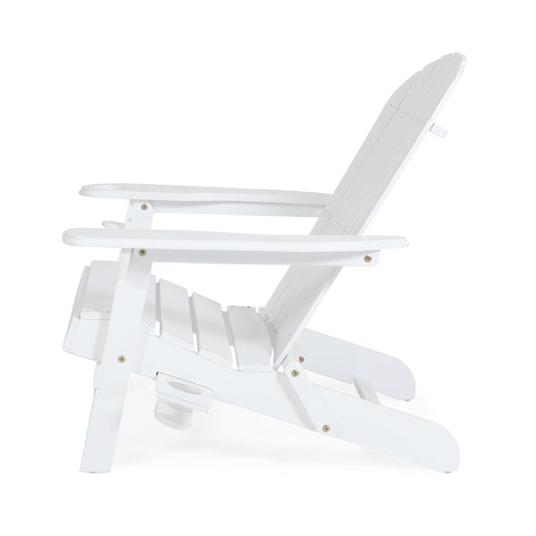 English Elm Christopher Knight Home® - BELLWOOD Adirondack Chair with Folding Design, Rustic Outdoor Wood Seat, Built-In Cup Holder Comfort White 37.75 L x 26.75 W x 8.5 H 68940.00WHI