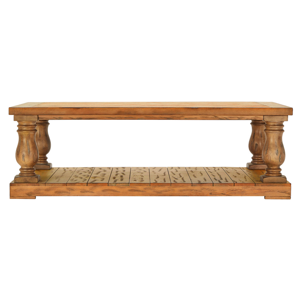 Homelegance By Top-Line Sammson Baluster 60-inch Reclaimed Wood Coffee Table Light Natural Veneer